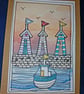 Quirky art, handmade paper collage Seaside postcards perfect for sending a smile - Image 5