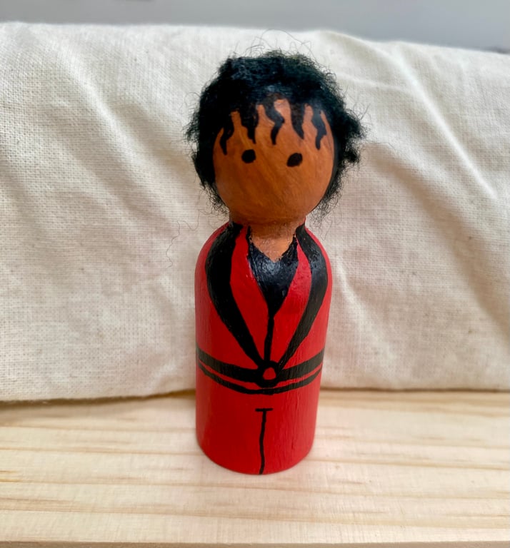 Michael Jackson Handpainted Wooden Peg Doll - pop icons