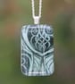  Pale green Art Nouveau glass pendant, fused glass Art Nouveau necklace F32 - Image 3