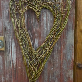 Large Natural woven willow Heart, Welsh St Dwynwen, Valentine, made to order