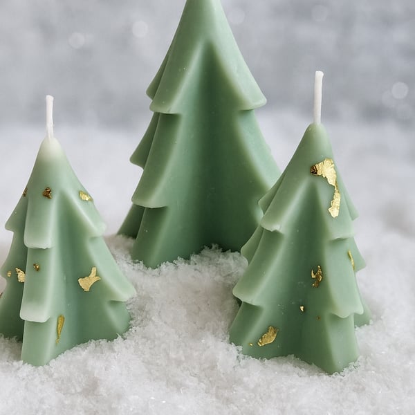 Christmas tree candle x3