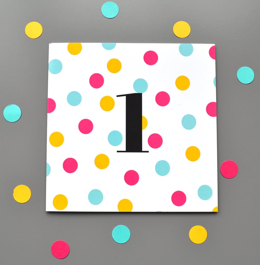 1st Birthday Card for Girl, Age One, First Birthday Card