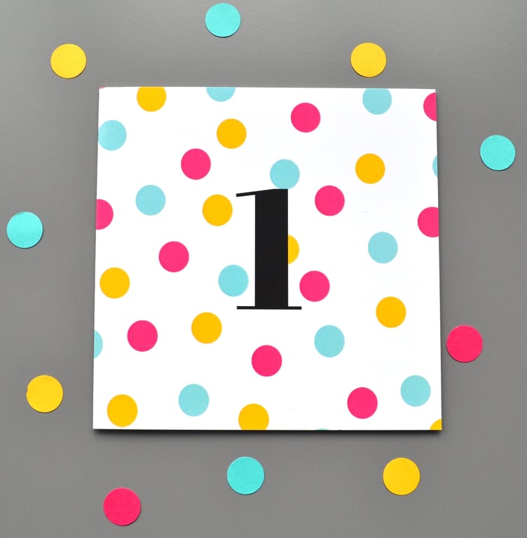 1st Birthday Card for Girl, Age One, First Birthday Card