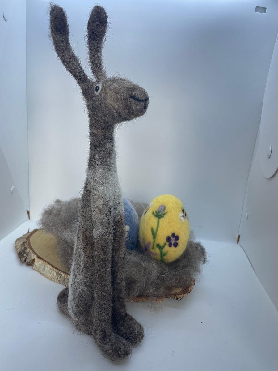 3D Felted Easter Bunny, Rabbit, Needle Felt Easter Decoration, 