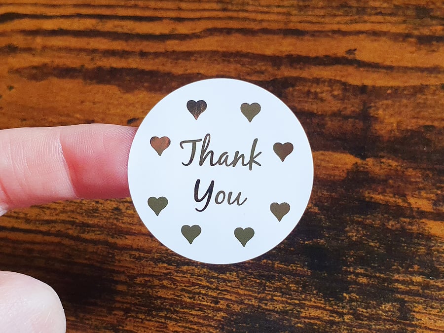 35 x Foil Thank You 37mm Stickers - Small Business Thank You Labels