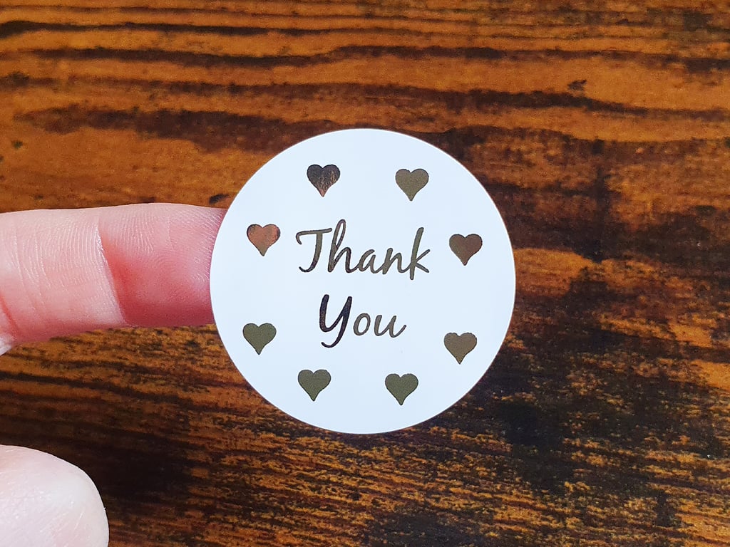 35 x Foil Thank You 37mm Stickers - Small Business Thank You Labels