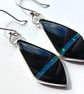 Onyx & Cultured Opal Earrings Sterling Silver Jewellery Gift Gemstone Manmade - Image 1