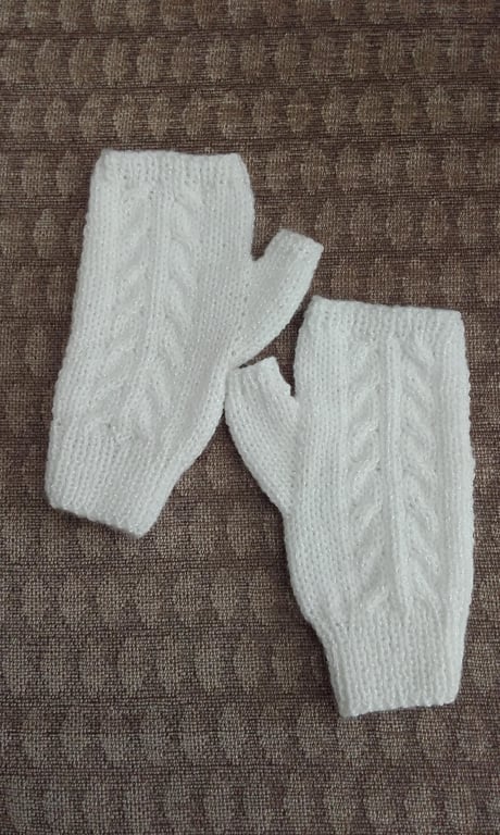 White fingerless gloves