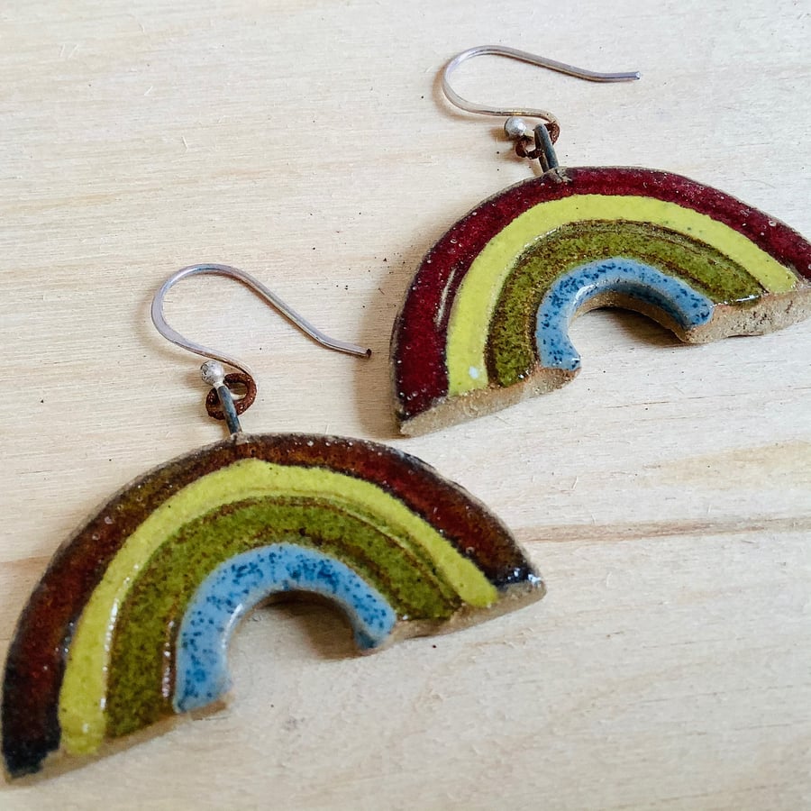 Rainbow earrings with sterling silver hooks