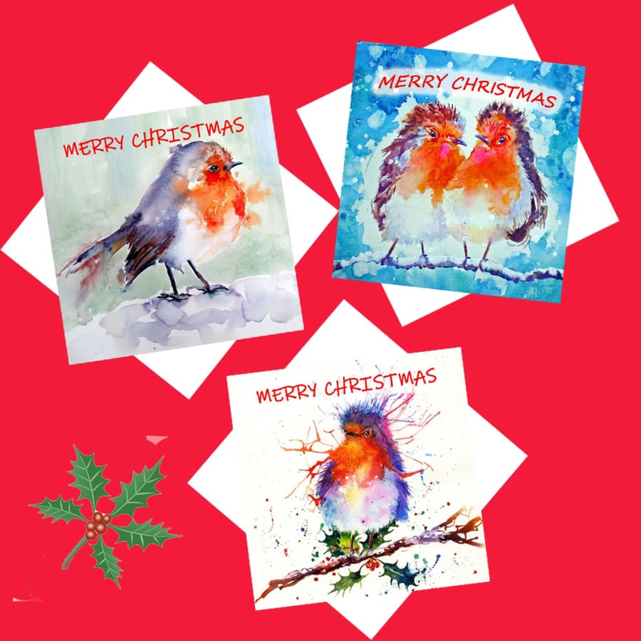 Robin Christmas Cards  Multi Pack,  Cute Christmas card, Scottish Cards.