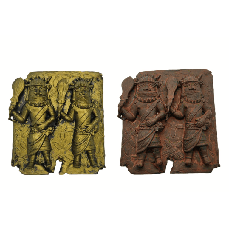 Edo warriors fridgemagnet, African tribal art decoration,benin bronze ama plaque