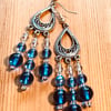 Blue glass chandelier earrings 