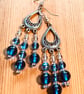 Blue glass chandelier earrings 