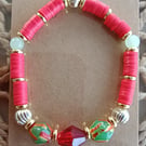 "Temple" - Stretchy bead and polymer clay fashion bracelet 