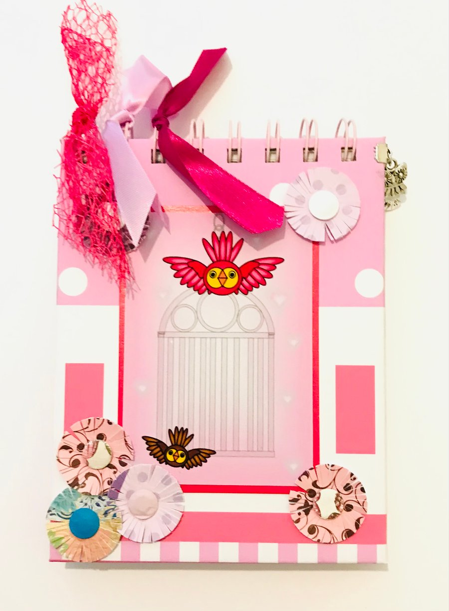 Pink owl spiral notebook