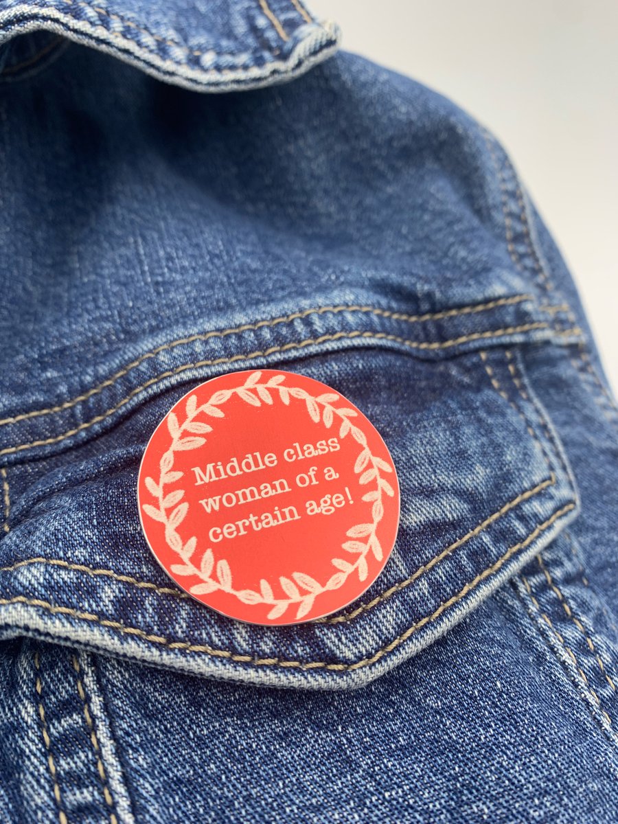 Red ‘Middle Class Woman’ aluminium brooch