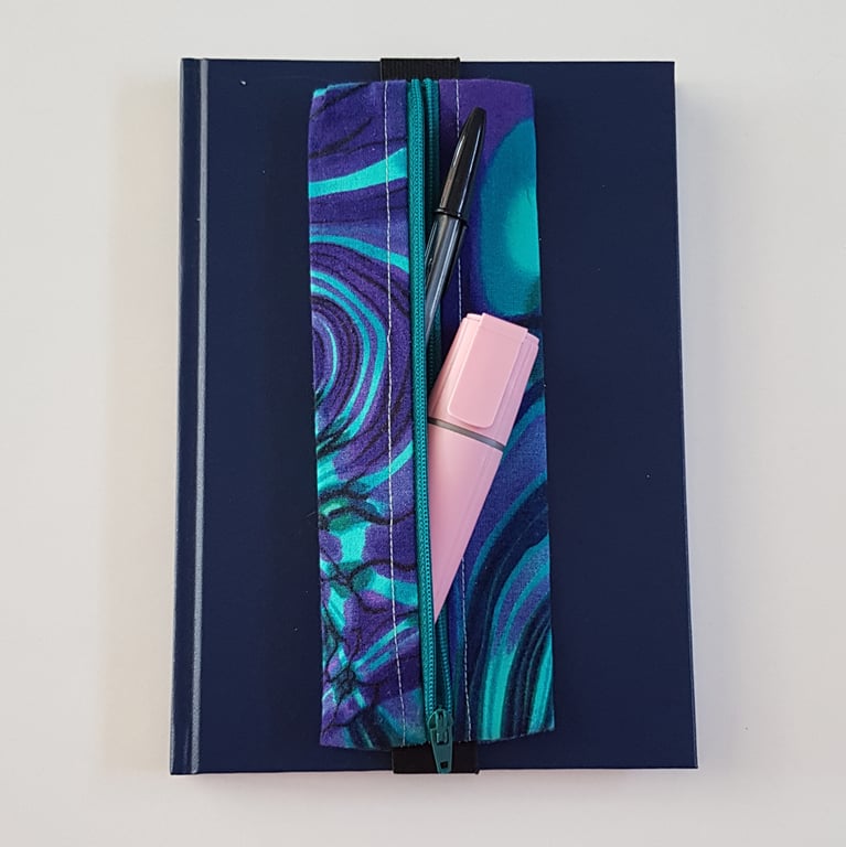 Handmade A5 Planner Zipper Pouch - Paua Shell Pen Holder