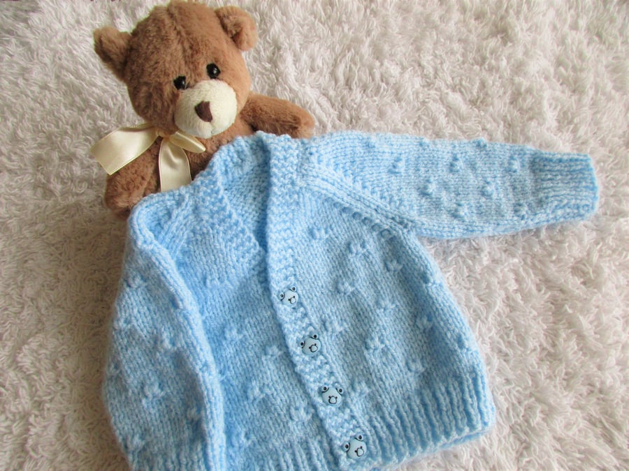 14" Newborn Baby Boys Knots Patterned Cardigan