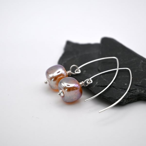 gold nugget lampwork glass earrings