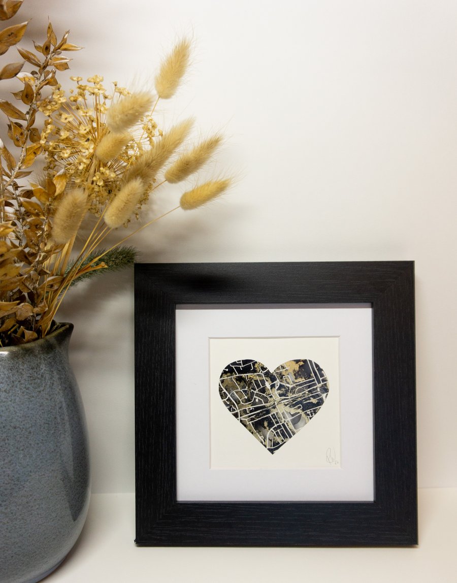Personalised Heart Map - custom made heart shaped paintings of special places
