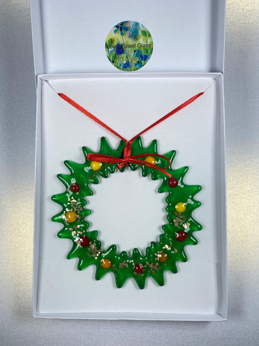 Fused glass wreath - Christmas decoration