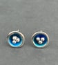 Rock Pool Studs, enamel studs, blue enamel studs, silver bubble studs, birthday,