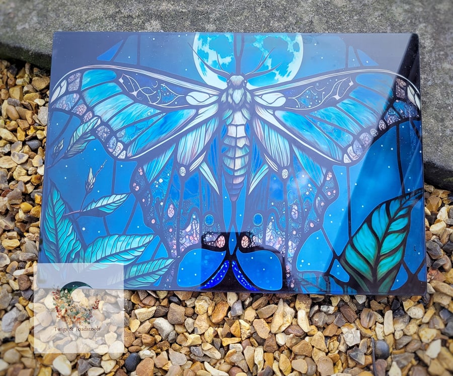 Lunar mother stained glass design chopping board 