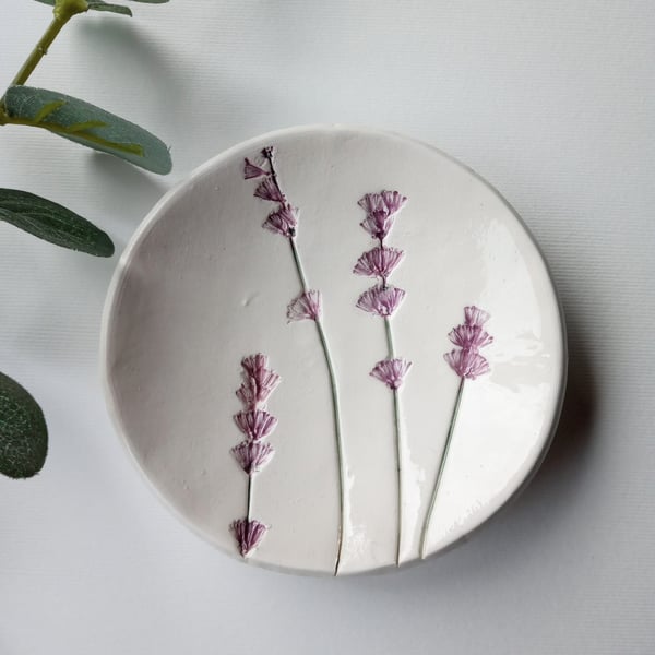 Botanical print ceramic trinket dish