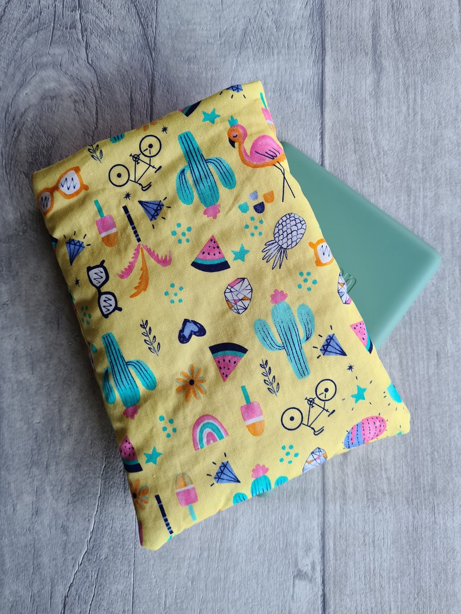Cactus and Watermelon Padded Fabric Kindle Sleeve - ereader Pouch - Protective C
