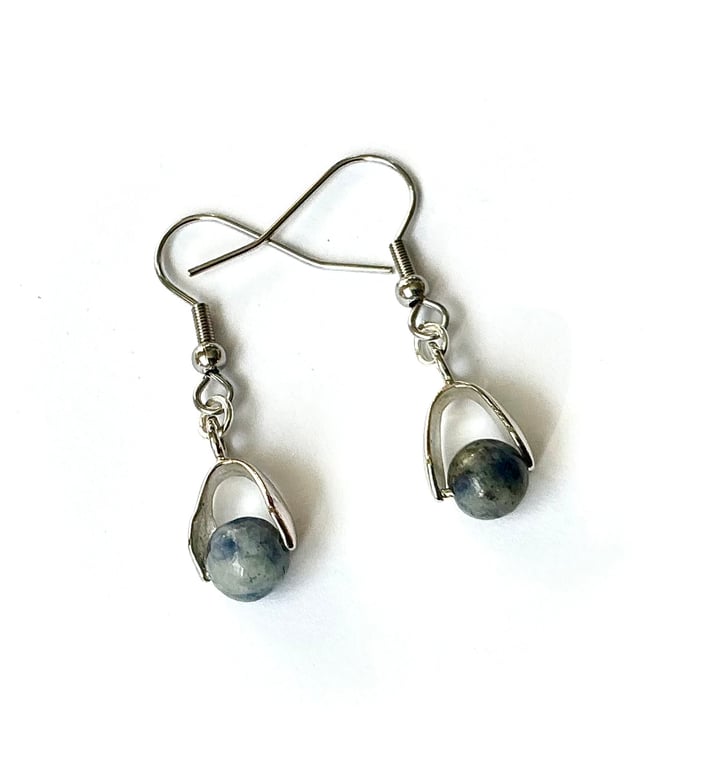 Single Sodalite Bead Earrings