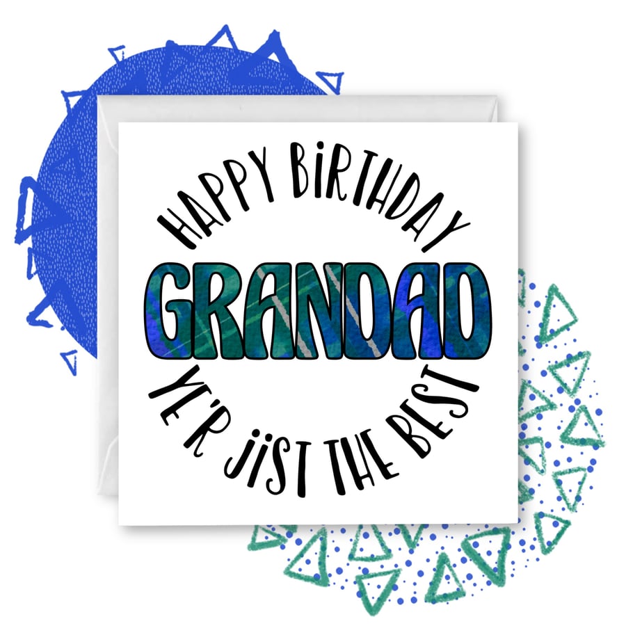 Happy Birthday Grandad Tartan Doric Greetings Card