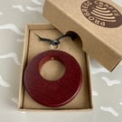 Circular purple heart wood pendant necklace - I was in the off cut bin