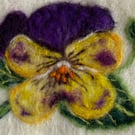 Hand felted Pansy Textile Artwork 
