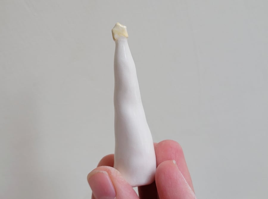 Little white pottery Christmas tree - handmade ceramic ornament or cake topper. 