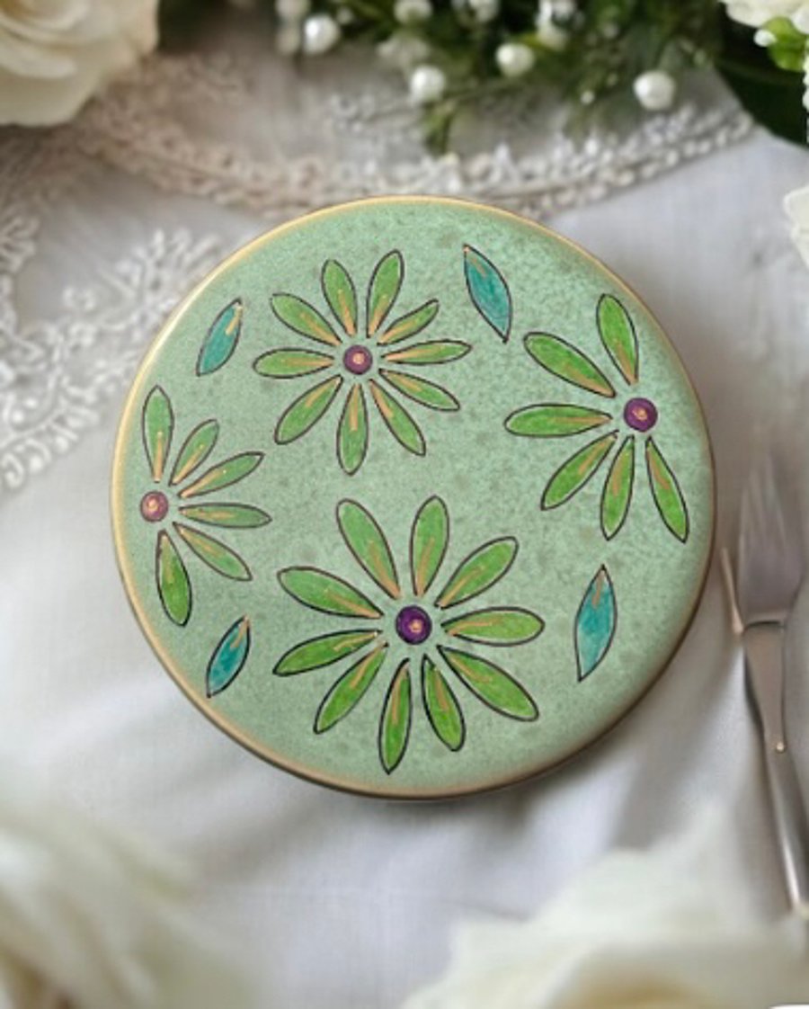 Hand painted ceramic coaster 