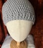 Silver Grey Handmade Crocheted Beanie Hat  - Image 2