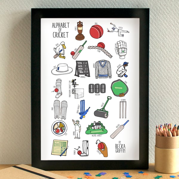 Cricket Alphabet Art Print