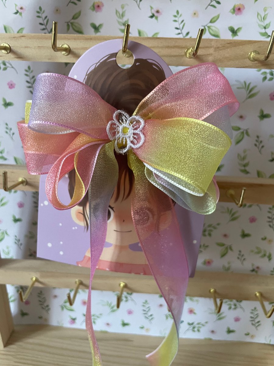 Back to School Hair Bow – Cute & Fun Hair Clip beautiful shimmery ribbon. 