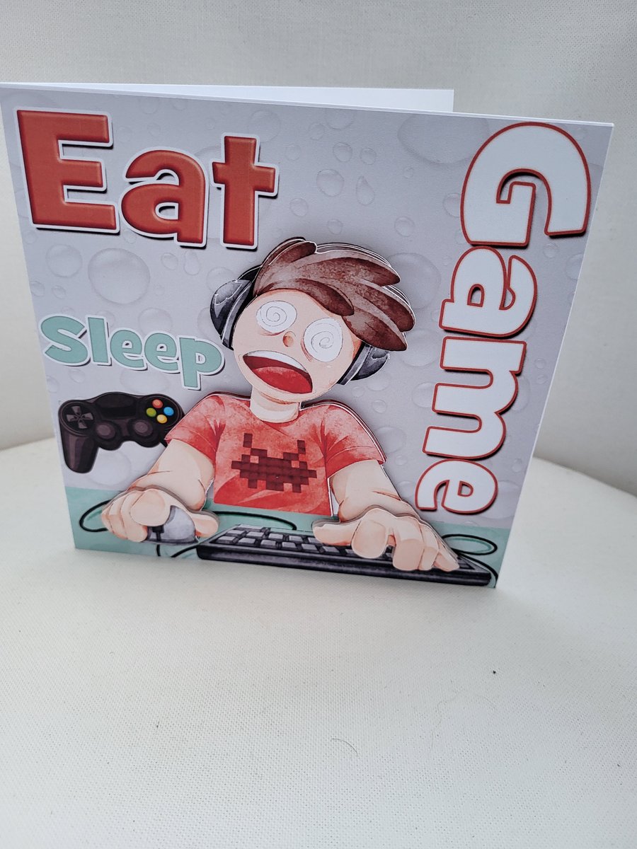 Birthday card for teenager, birthday card for a gamer, Handmade card for gamer, 