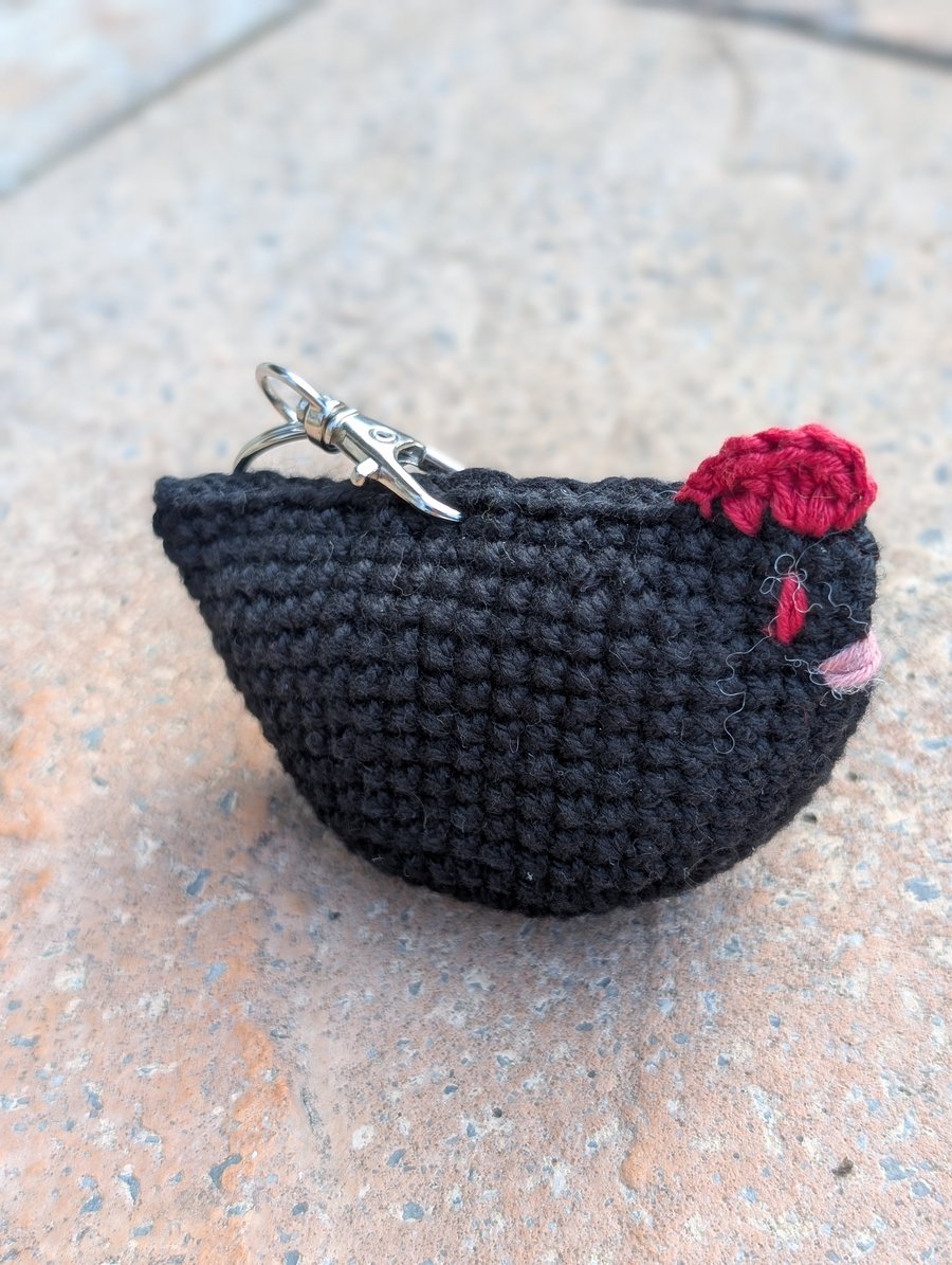 Black Cochet Chicken Keyring 