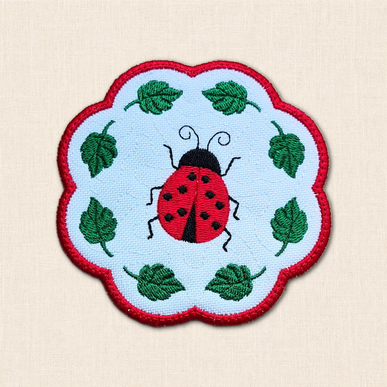 Ladybird Candle Coaster - Embroidered Garden Home Decor
