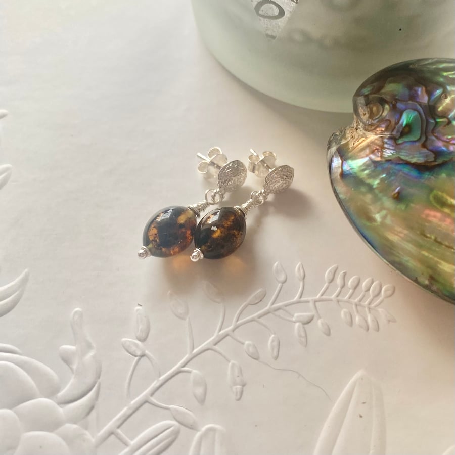Rustic Baltic Amber earrings