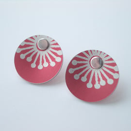  Red studs earrings with starburst print