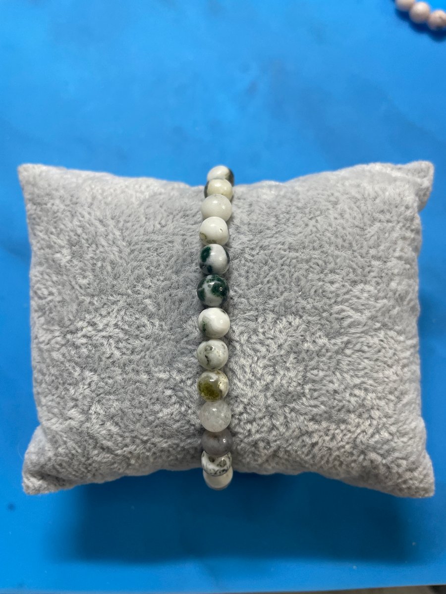 (Green Tree Agate) Handmade Gemstone Bracelet (17cm)