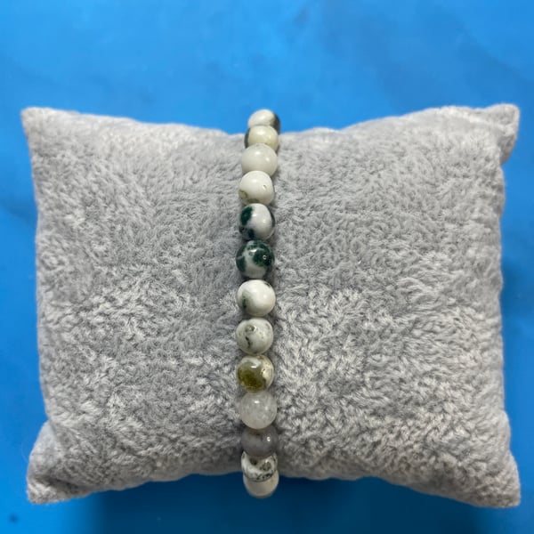 (Green Tree Agate) Handmade Gemstone Bracelet (17cm)
