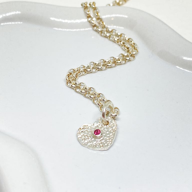 Garnet Heart Bubble Pendant 