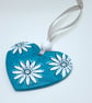 Turquoise floral heart, clay hanging decoration, gift for Mother's day  - Image 4