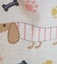 Fabric storage container: stripey daschunds; lined with pink - Image 4