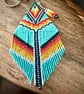 Handmade Native American inspired beadwork bag charm in vibrant colours  - Image 2