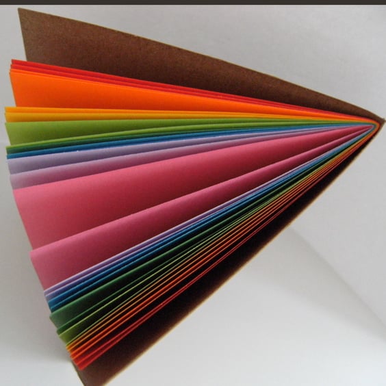 Rainbow Notebook, A6, 4" x 6" kraft cover notebook with bright pages. 